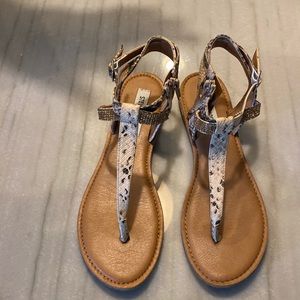 Steve Madden 8.5 Snakeskin and Rhinestone Sandals